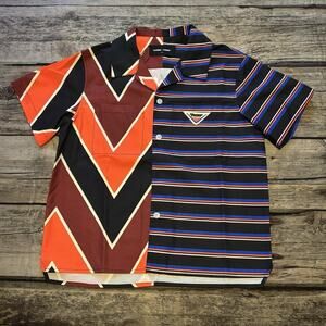 NEW Homme Femme Double Pattern Button Down Split Shirt Men’s Size Small